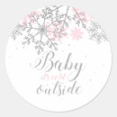 Search for pink and silver baby shower stickers Baby it's cold outside