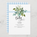 Search for plaid baby boy shower invitations Blue gingham
