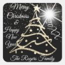 Search for golden new year stickers Christmas tree
