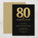 Search for 80 year old birthday invitations Black gold