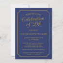 Search for navy blue funeral invitations Blue and gold