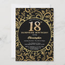 Search for black and gold 18th birthday invitations Surprise birthday party
