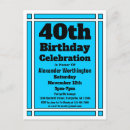 Search for black blue man birthday invitations Simple