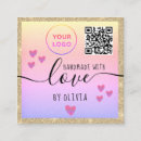 Search for handmade with love business cards Pink