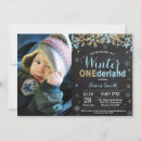Search for blue 1st birthday invitations Winter onederland