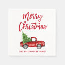 Search for red truck napkins Merry christmas