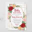Search for red and gold baby shower invitations Watercolor
