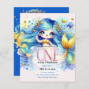 Search for mermaid under the sea birthday invitations Magical
