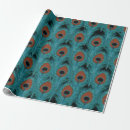 Search for peacock feathers wrapping paper Teal
