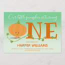 Search for our little pumpkin is turning one 1st birthday invitations Gender neutral