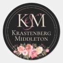 Search for pink rose monogram stickers Pink and black