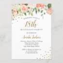 Search for pink flowers 18th birthday invitations Watercolor