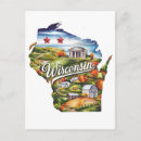 Search for wisconsin shape postcards Great lakes
