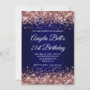 Search for rose gold and navy blue birthday invitations Luxury