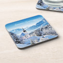 Search for winter snow scene coasters Mountains