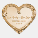 Search for 2 hearts wedding stickers Gold