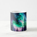 Search for northern forest mugs Aurora borealis