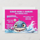 Search for pink shark birthday invitations For kids