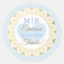 Search for gold and blue wedding stickers Initials
