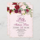 Search for burgundy floral baby shower invitations Rustic