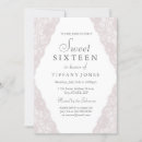 Search for pretty pink white sweet 16 invitations Girly