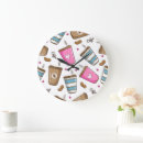 Search for coffee cup clocks Pink hearts