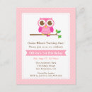 Search for pink owl birthday invitations Polka dots