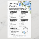 Search for whats in your purse bridal shower games Blue flowers