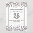Search for 25th silver anniversary invitations Glitter