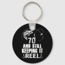 Search for 70th birthday round key rings Fisherman