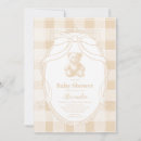 Search for neutral teddy bear baby shower invitations Gingham