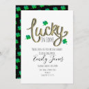 Search for lucky in love bridal shower invitations Green