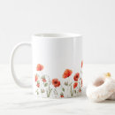 Search for red poppy flowers mugs Watercolor