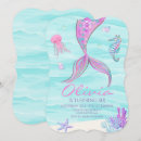 Search for mermaid under the sea birthday invitations Purple