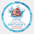 Search for fish birthday stickers Under the sea