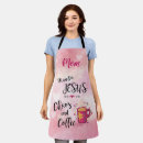Search for funny coffee sayings aprons For her