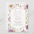 Search for lavender and gold baby shower invitations Watercolor flowers