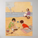 Search for vintage children playing posters Beach