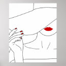 Search for lady in red art Black and white
