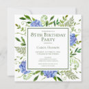 Search for floral 85th birthday invitations Blue