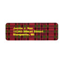 Search for scottish plaid return address labels Red