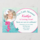 Search for pink glitter birthday invitations Under the sea
