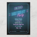 Search for neon glow disco birthday invitations Blue