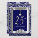 Search for navy silver anniversary invitations Classy