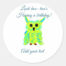 Search for owl birthday stickers Watercolor