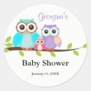 Search for pink owl baby shower stickers Girl
