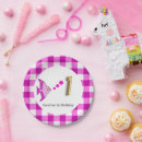 Search for pink gingham plates First birthday