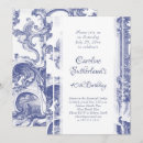 Search for french toile birthday invitations Blue and white