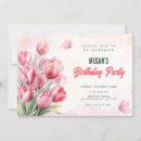 Search for tulip flowers birthday invitations Pink