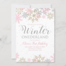 Search for winter wonderland 1st birthday invitations Silver